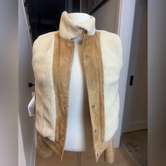Rare Levi’s Women’s Goat Suede Sherpa Trucker Jacket – Tan – Size S - Picture 7 of 12